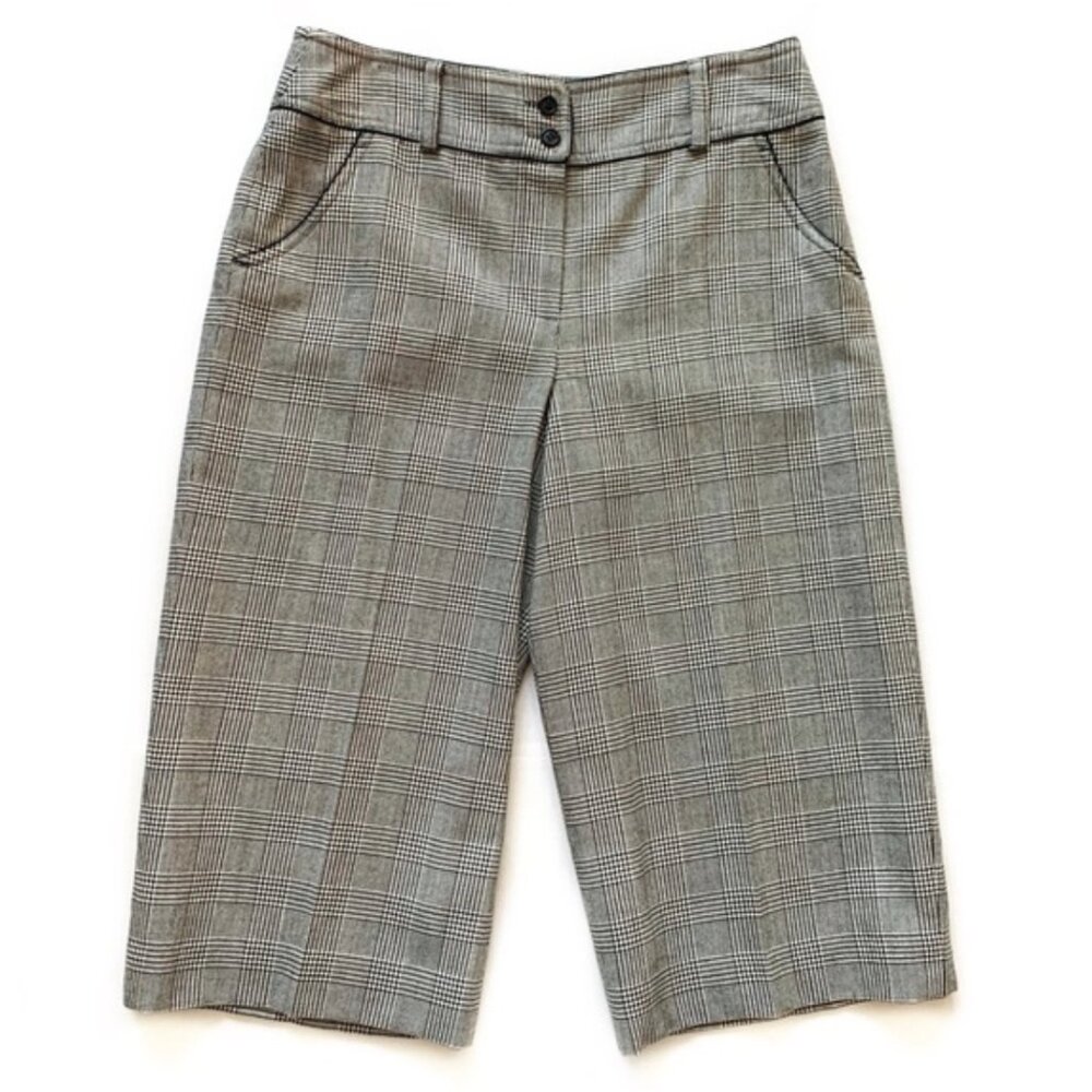 Carlisle Vintage Wide Leg Crop Pants Wool Blend Gray Houndstooth Print Size 8